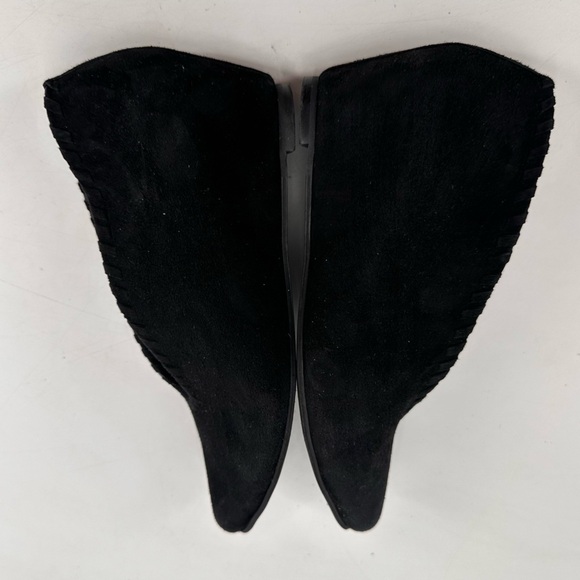 Anthropologie ALL BLACK Whipstitch Hidden Wedge Slip On Suede Booties Black 39.5 - Picture 6 of 7